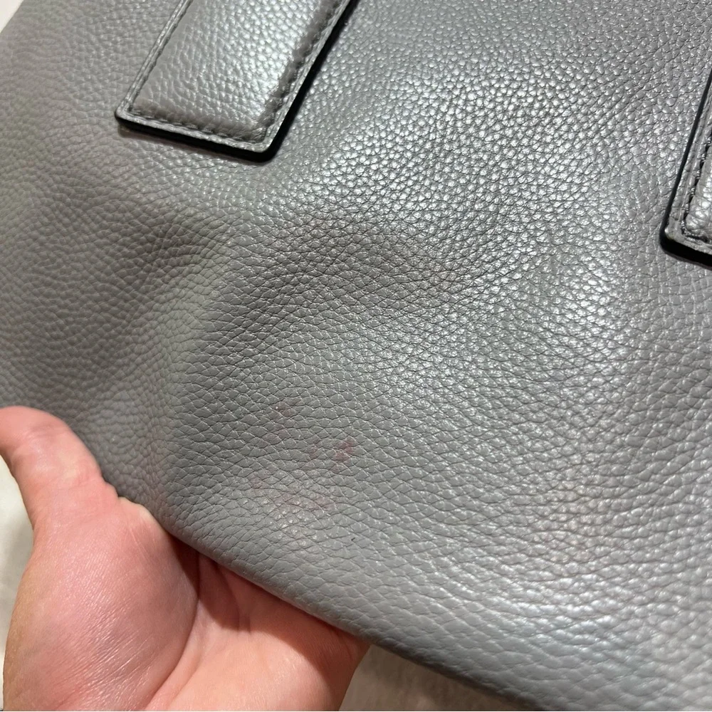 Marc Jacobs double edge leather satchel purse storm grey